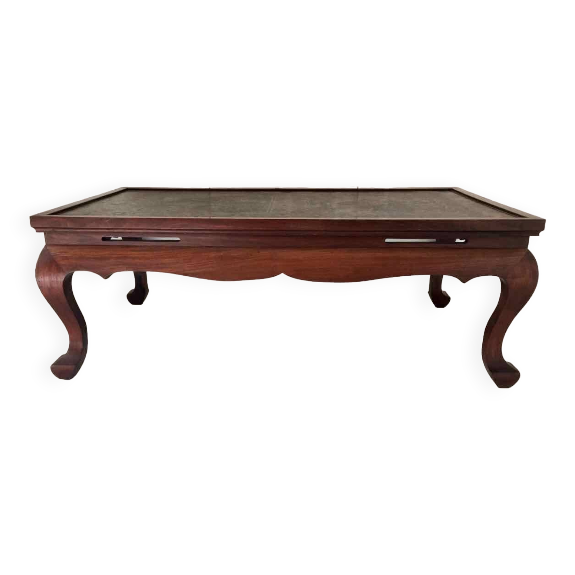 Chinese coffee table 1950 teak and painted parchment