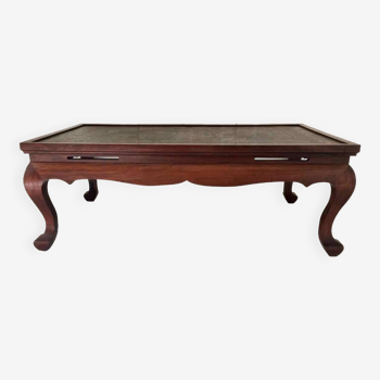 Chinese coffee table 1950 teak and painted parchment