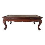 Chinese coffee table 1950 teak and painted parchment