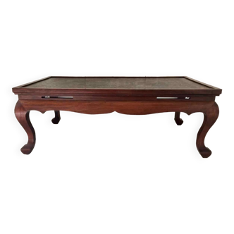 Chinese coffee table 1950 teak and painted parchment
