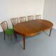 Extendable round teak table French design TV furniture Paris 1960