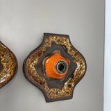 Lot de deux appliques murales en céramique Fat Lava multicolores, Hustadt Lights Allemagne 1970