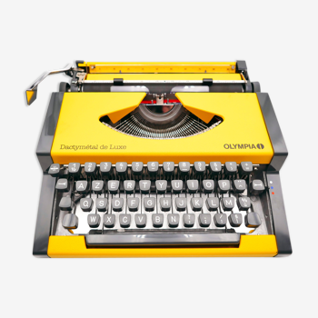 Machine à écrire Olympia AEG Dactymétal De Luxe Jaune révisée ruban neuf