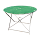 Antique round folding garden table with a green patina.