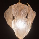 Gorgeous vintage Murano chandelier with leaves of orange and pink highlights