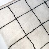 Moroccan Berber carpet blessed ouarain ecru with black checkers 315x202cm