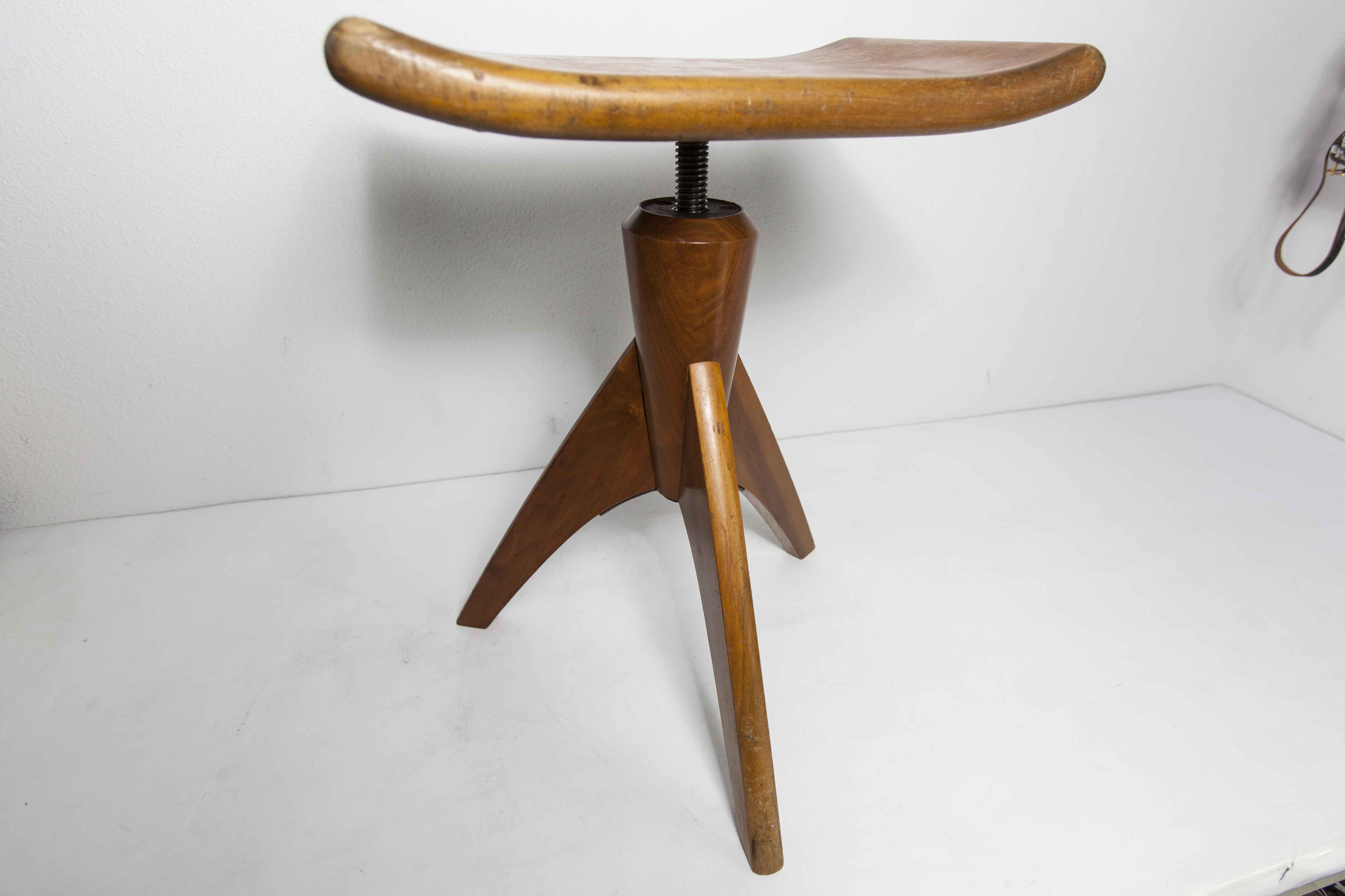 Swiss adjustable piano stool 1945 rocket foot