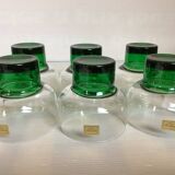 Six green footed Space Age glasses Luminarc.