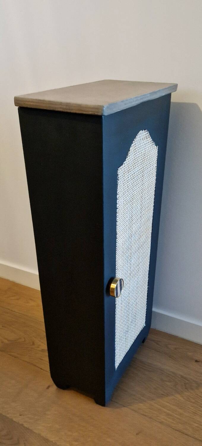 Wooden chest with caning