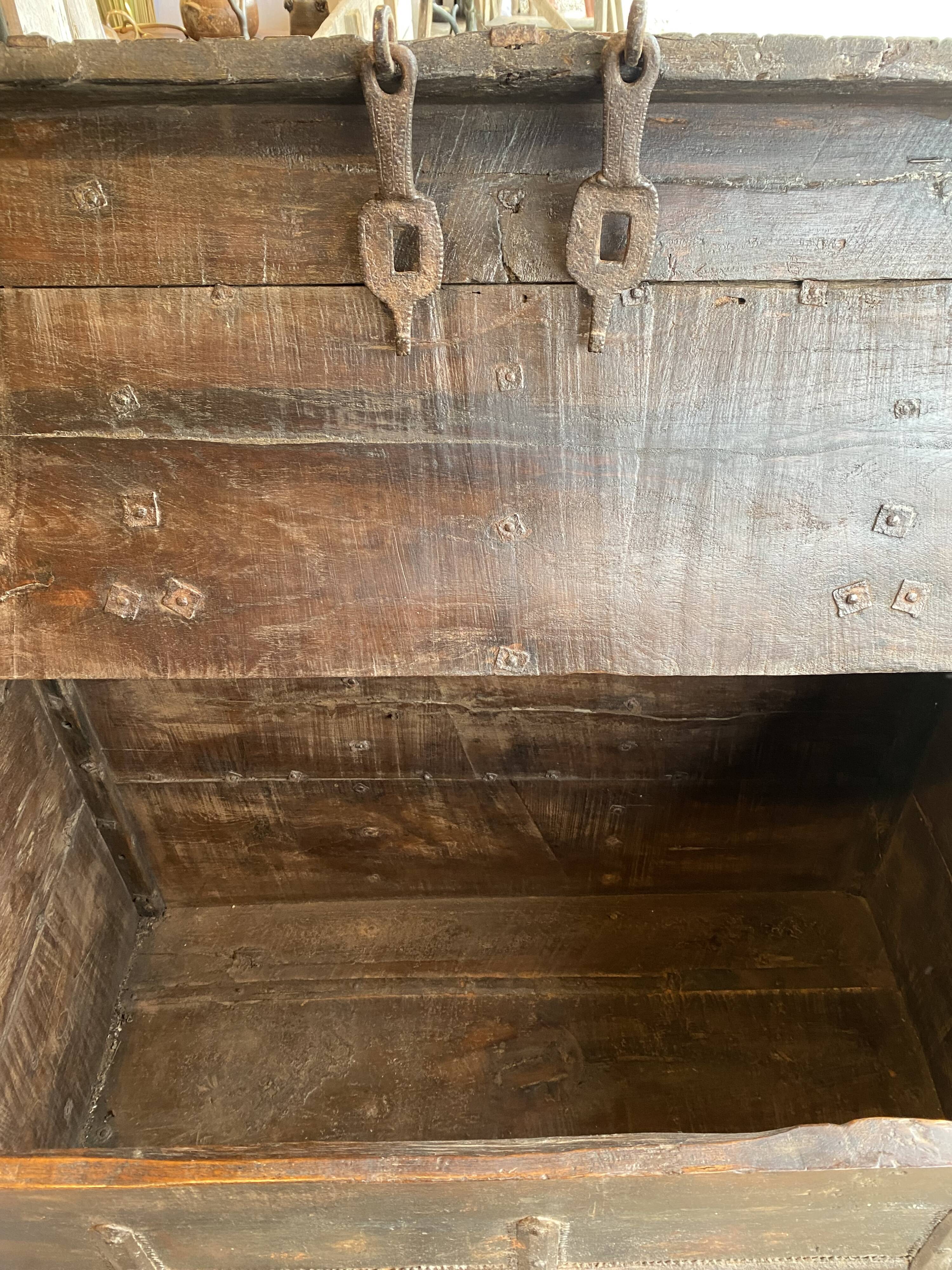 Large Indian chest on wheels early 20th century