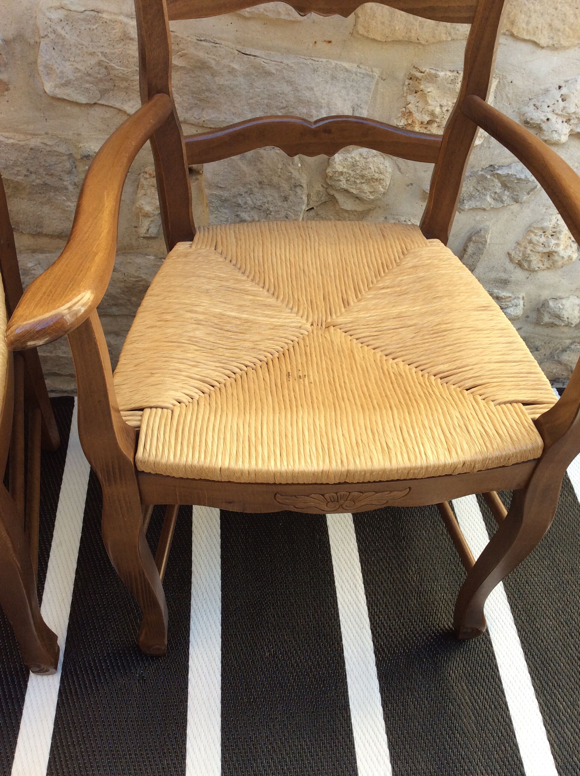 Pair of straw seating armchairs