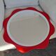 Round wall mirror 53 cm red/white vintage 1960s/70s