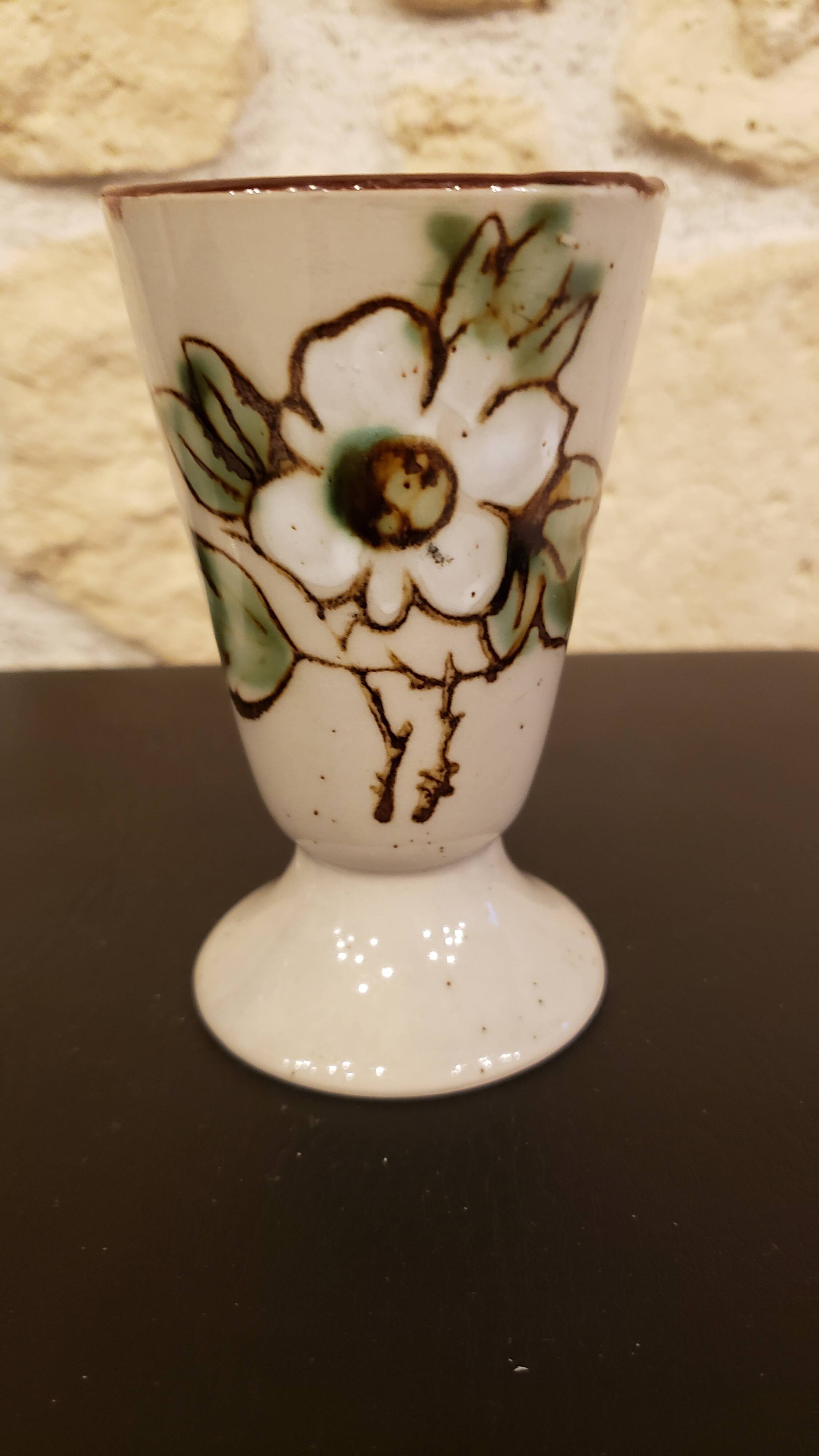 Duo de mazagrans en grès décor floral