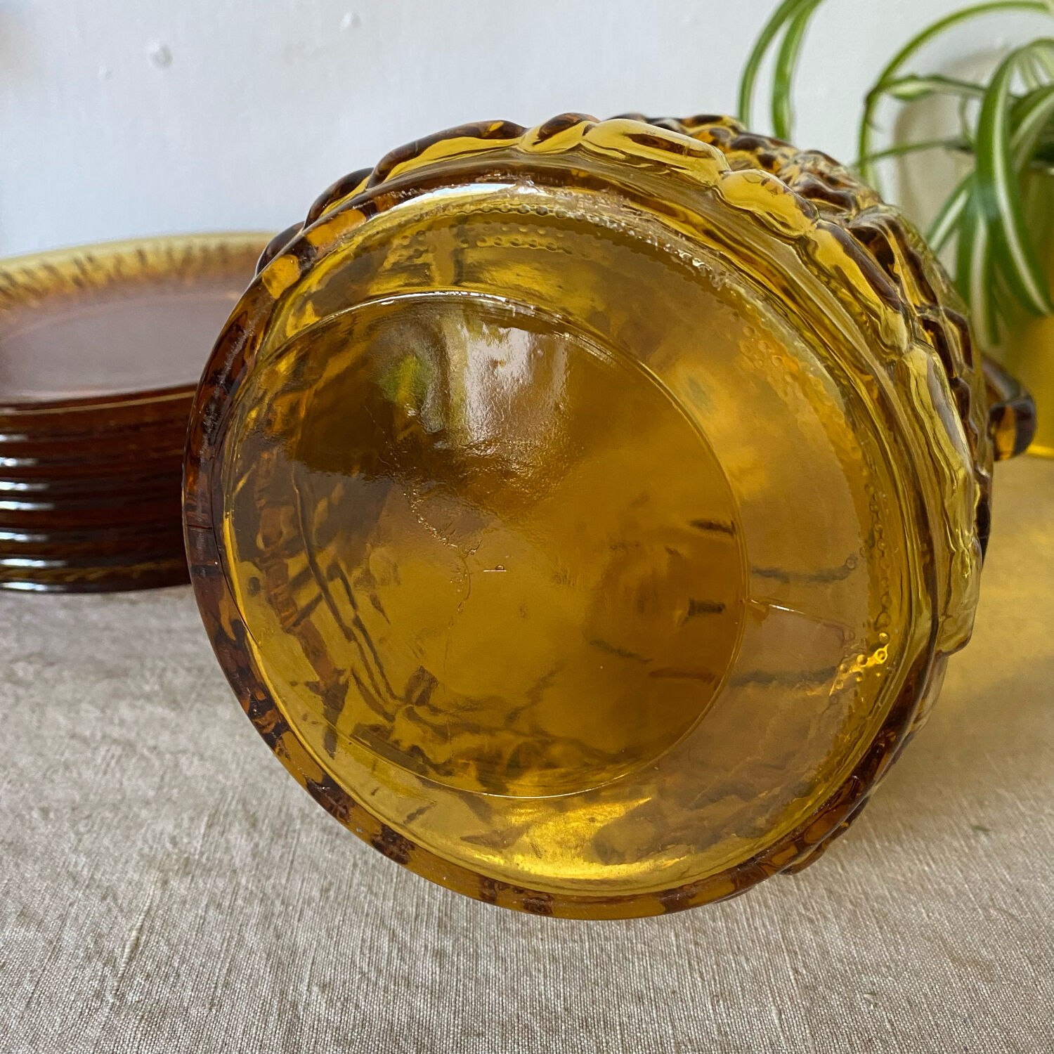 Amber glass pitcher 70s