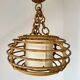 Suspension cage en rotin vintage