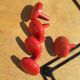 vintage black and red iron coat rack