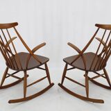 Chaise à bascule Illum Wikkelso Gyngestol No. 3 des années 1960 pour Niels Eilersen, 2 articles disponibles