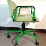 Fauteuil de bureau vert Steelcase pied 5 branches design, vintage 1970