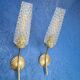 Pair of vintage 1970 glass and metal wall lights