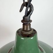 Industrial British Green Enamel Factory Pendant Lamp, 1960s