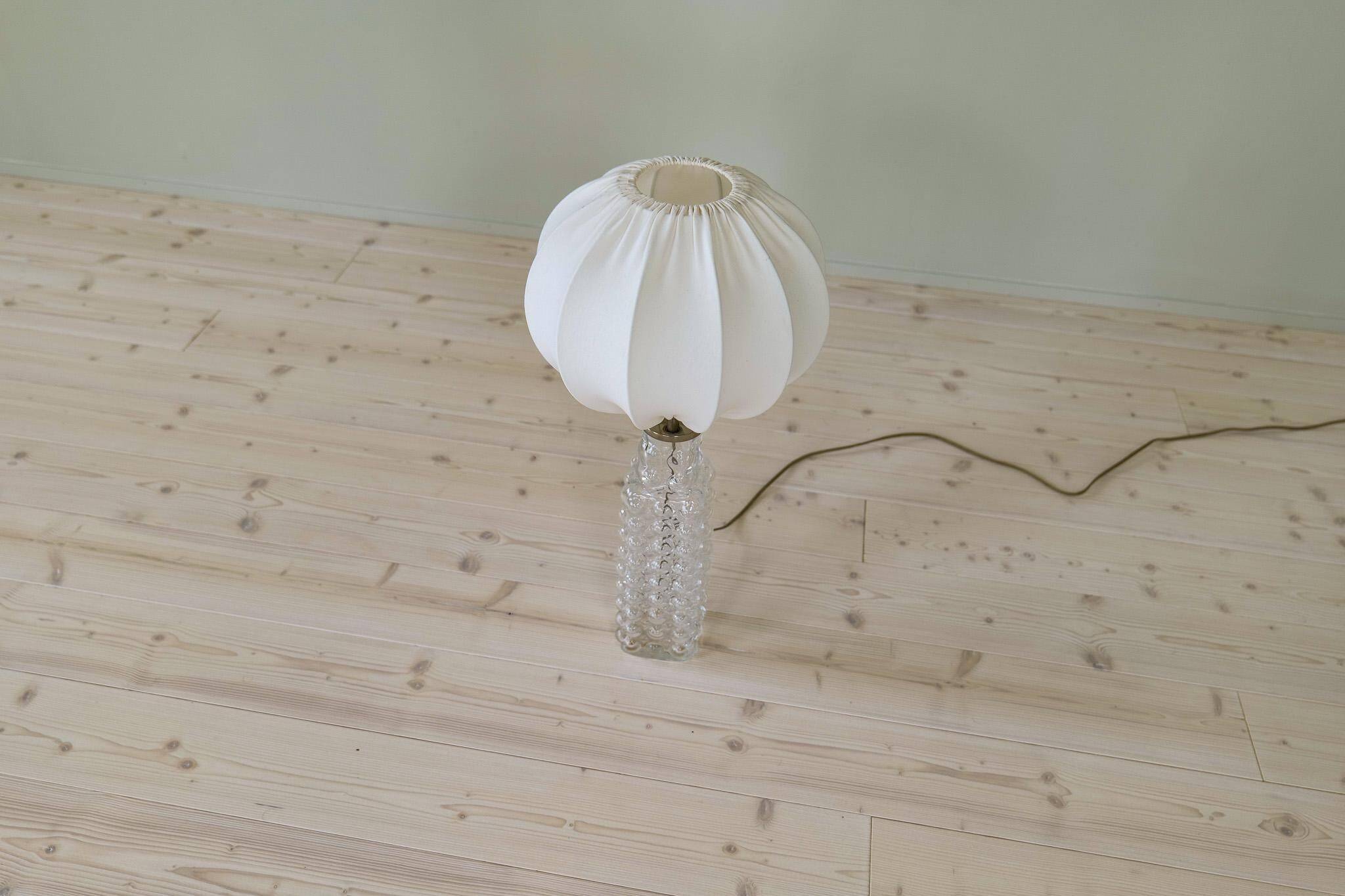 Rare mid-century modern crystal drop table lamp by Orrefors, designed by Carl Fagerlund.