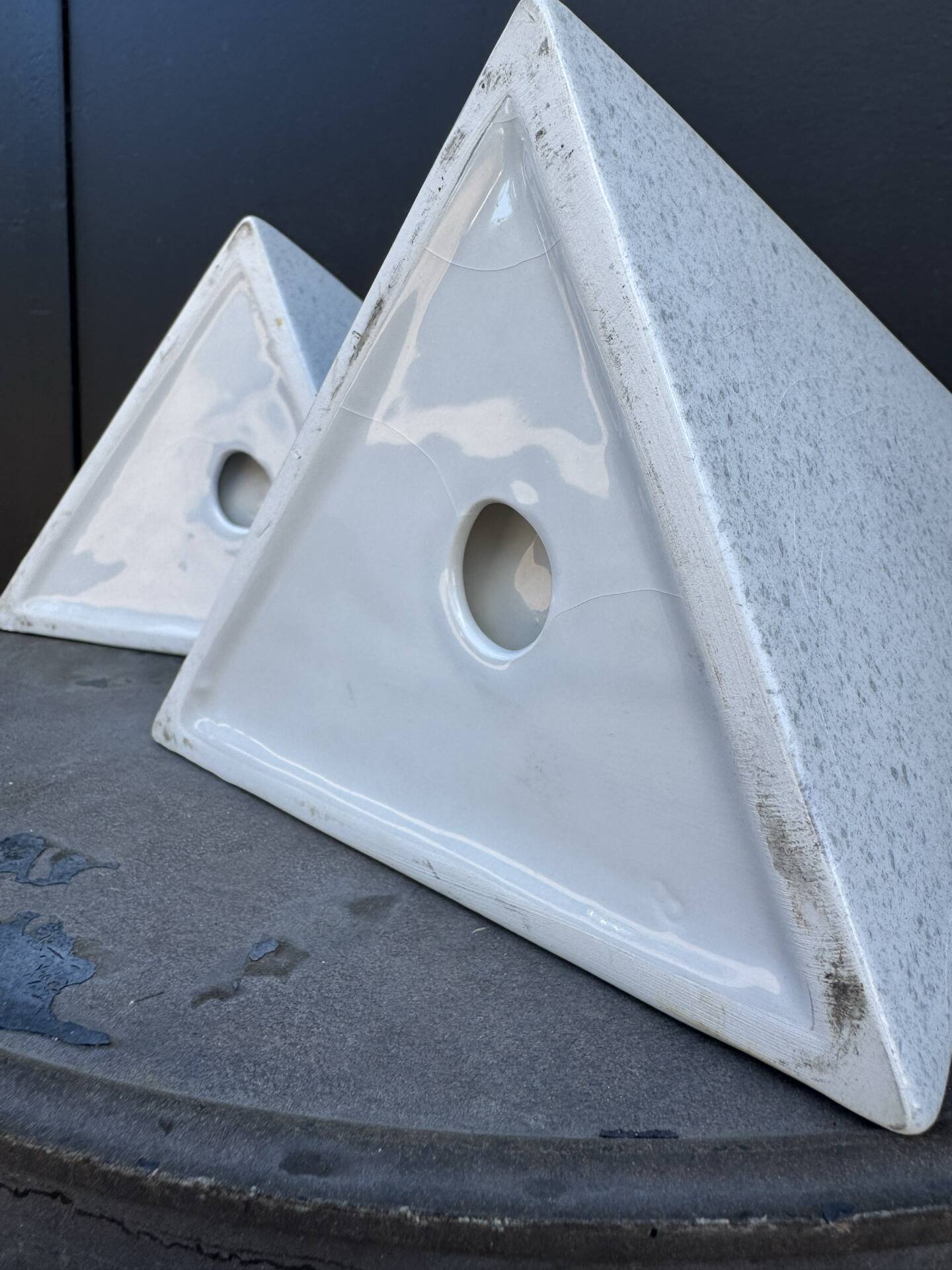 Ceramic bookends, Memphis design, 1980s.