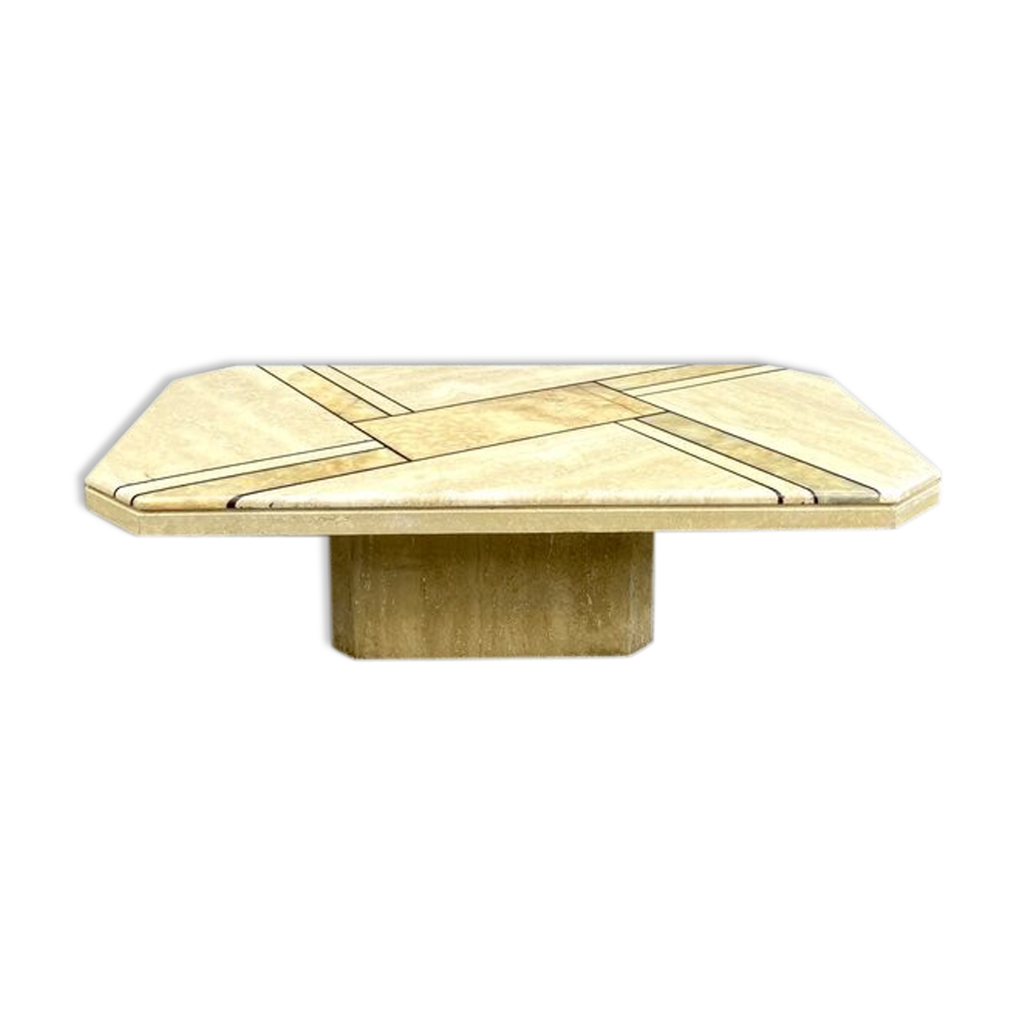 Low table in travertine and onyx 80'