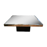Chrome coffee table with smoked mirror top