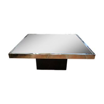 Chrome coffee table with smoked mirror top