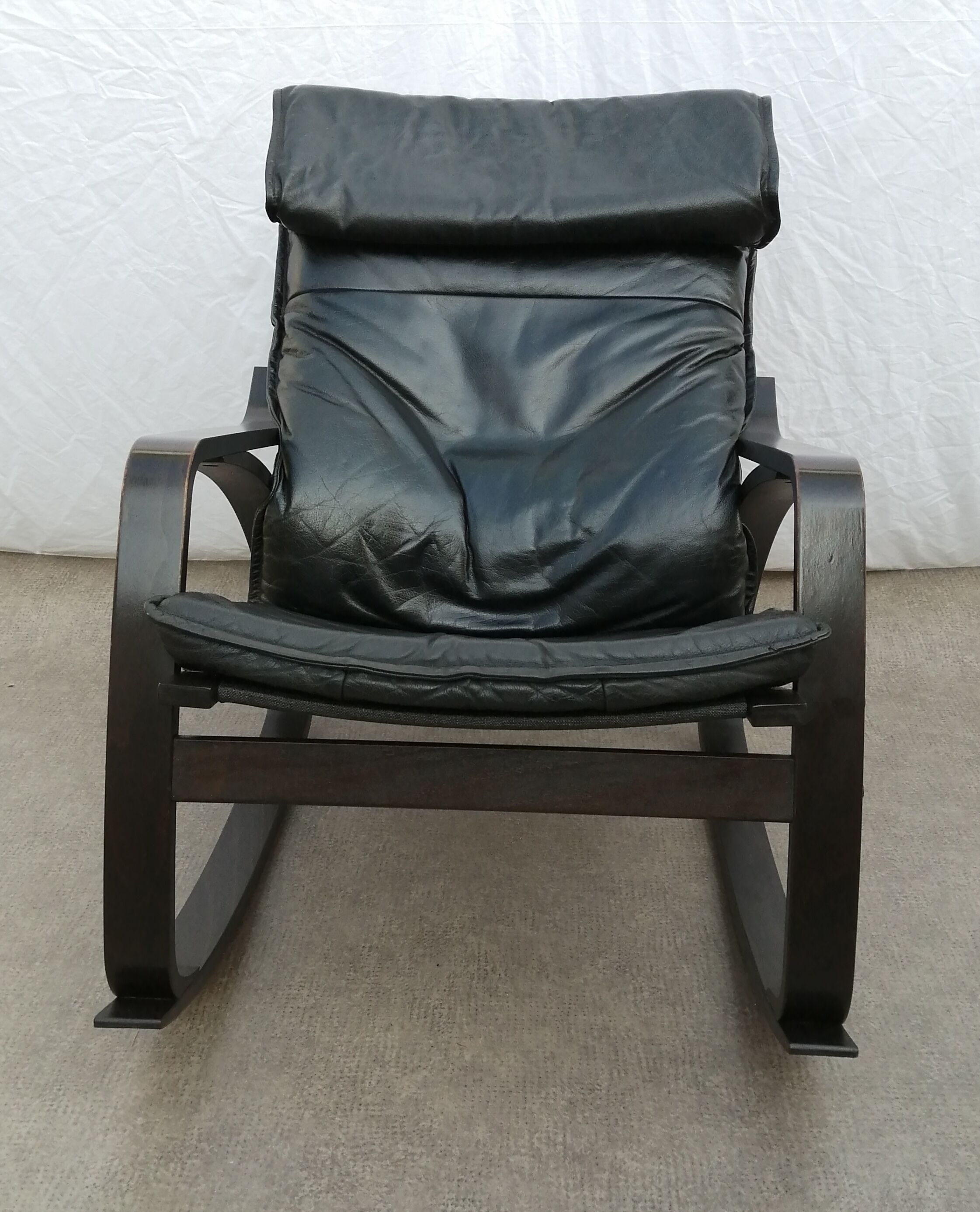 Ikea Poem leather rocking armchair from the vintage 1990s