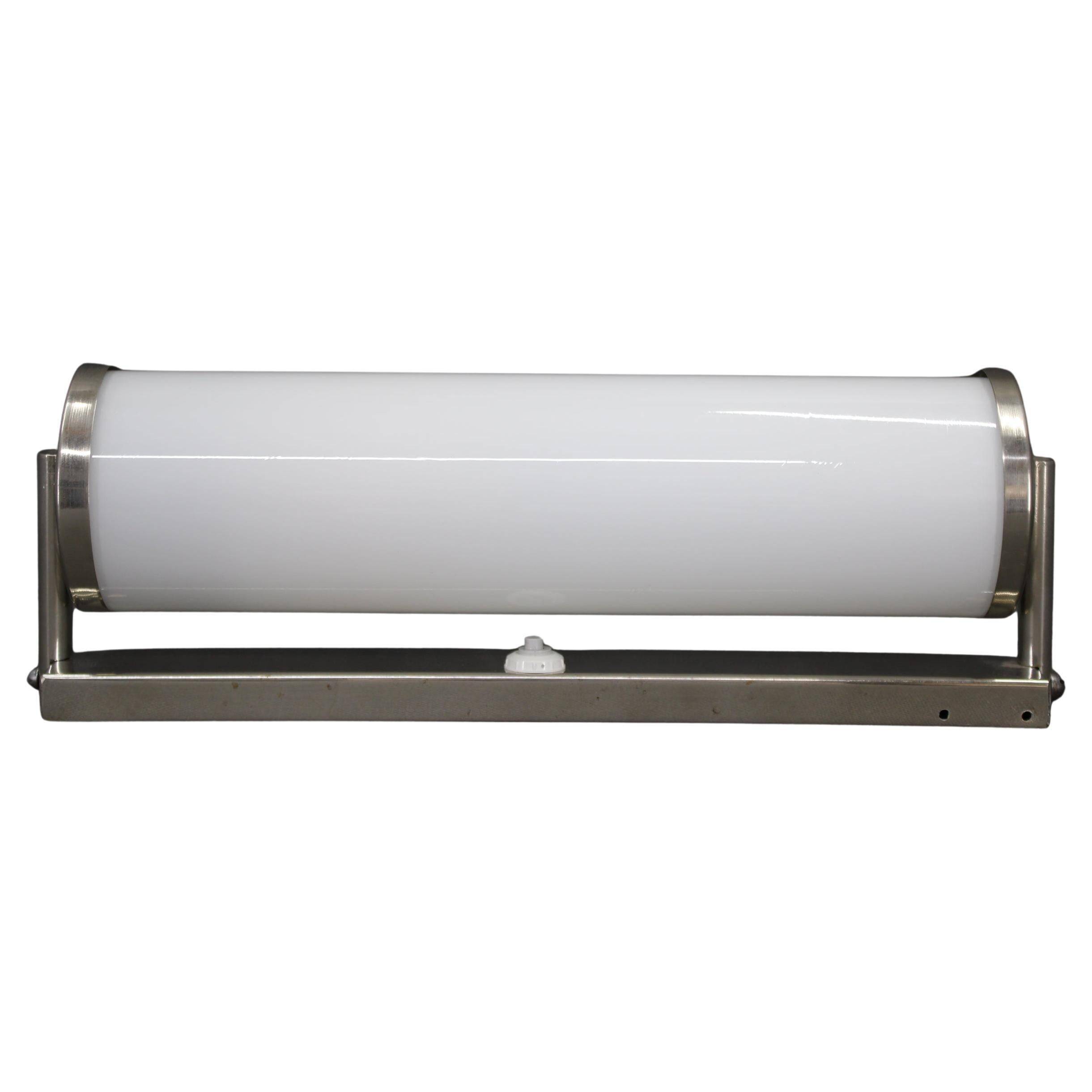 1930s Bauhaus tubular wall light, chrome & creamy glass, Czechoslovakia