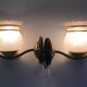 Pair of brass and granite glass sconces - 60s