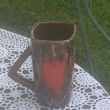6 enamelled ceramic mugs, red and brown, Vallauris, vintage and designer