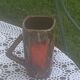 6 enamelled ceramic mugs, red and brown, Vallauris, vintage and designer