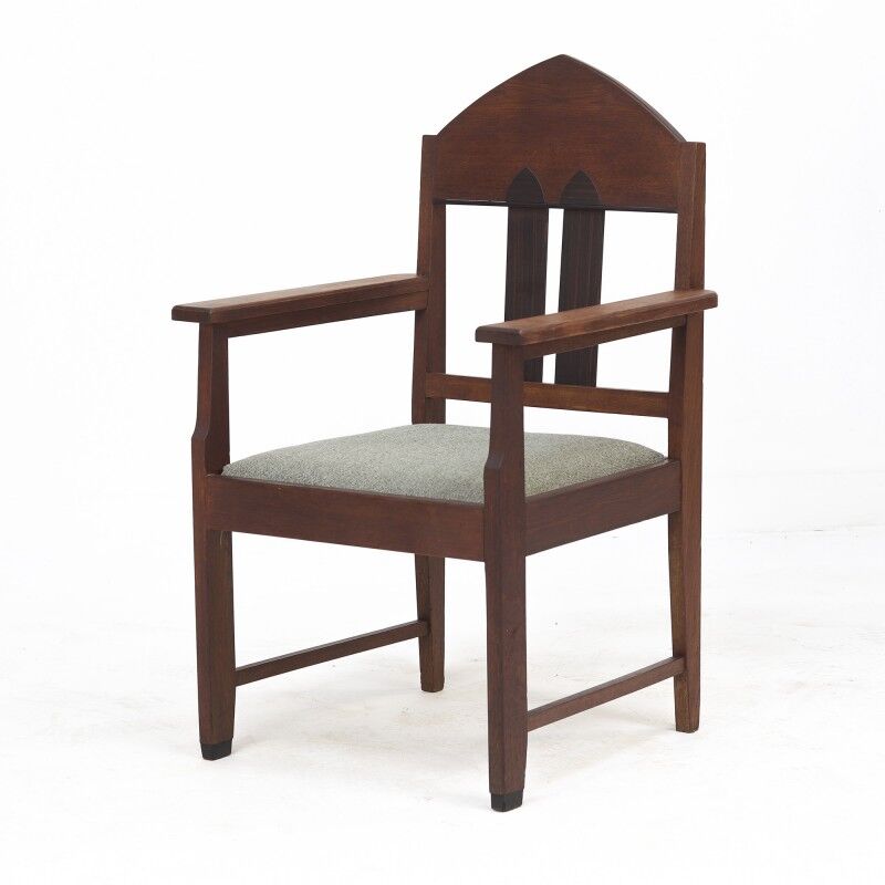 Set Art Deco 1930s Design Oak Armchairs by H.J. Tijsseling