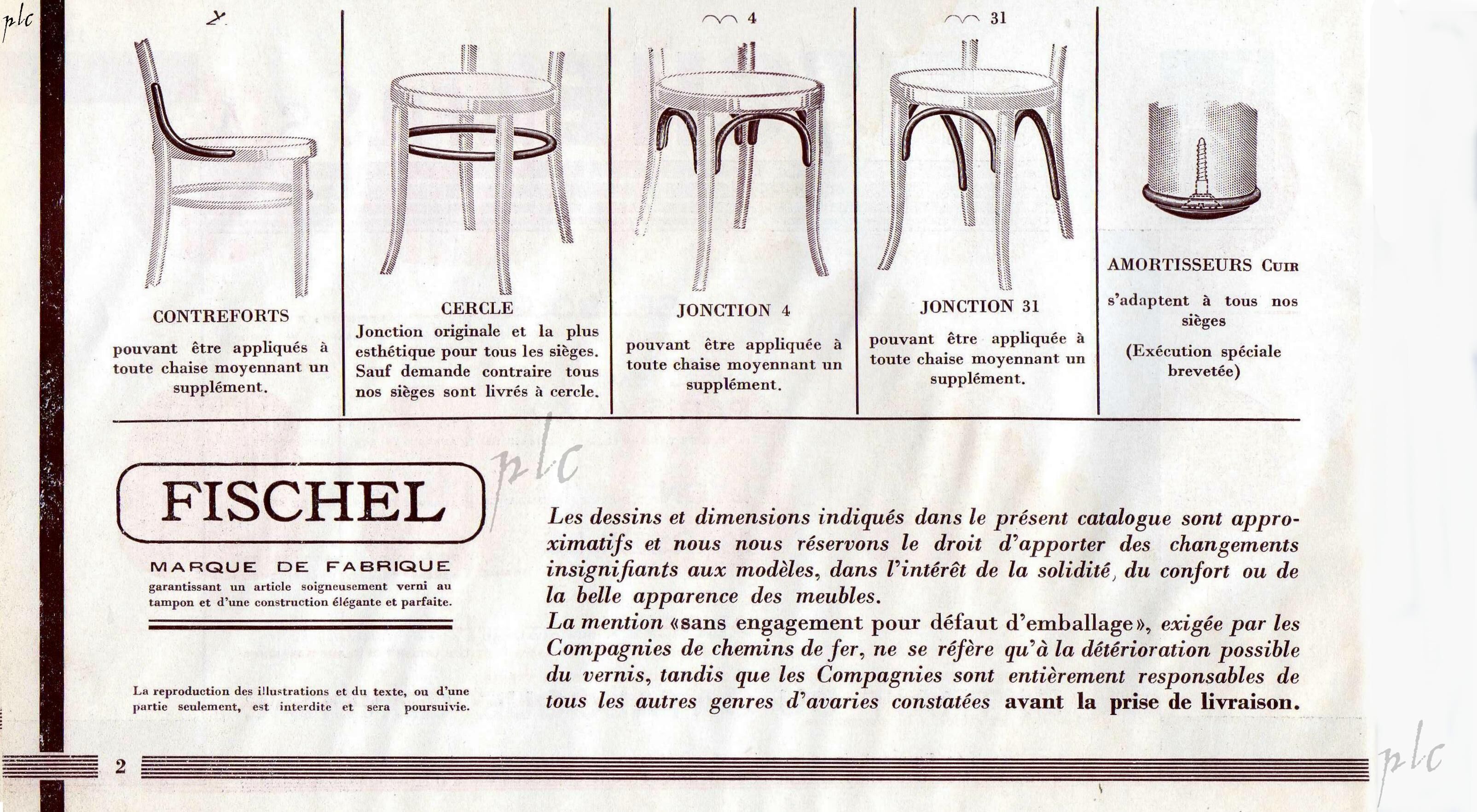 2 chaises bistrot par Fischel 1930 assises bois
