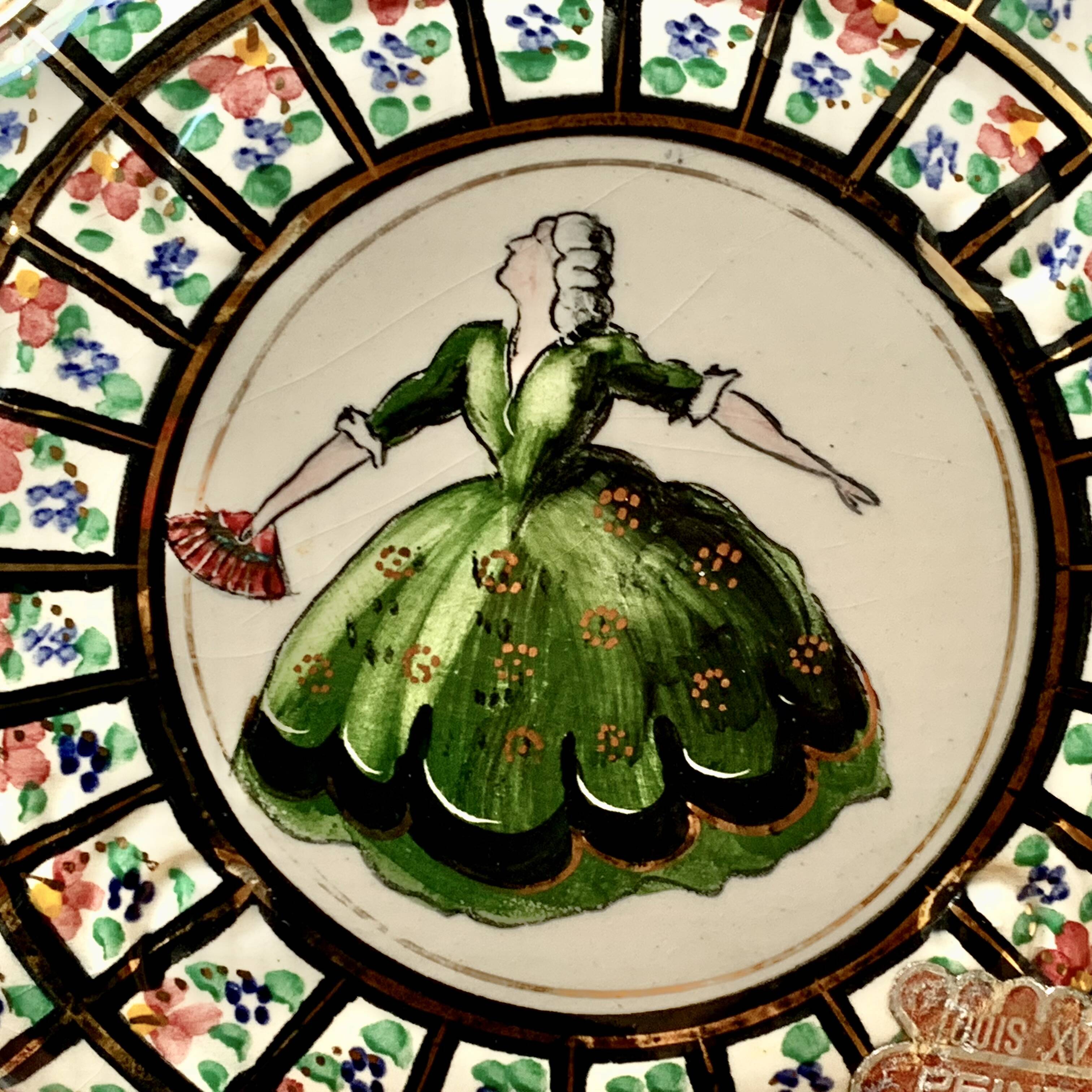 Vintage Hubert Bequet porcelain candy box - Louis XV series - 1950