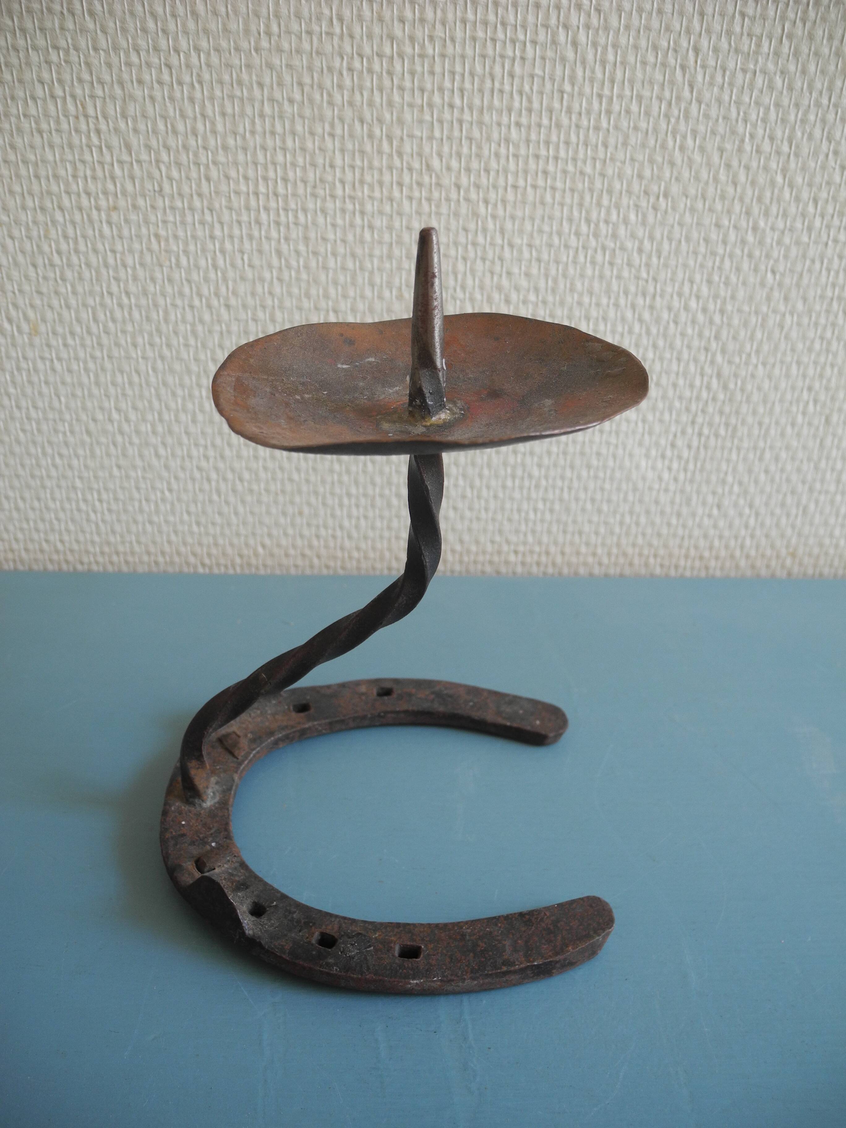 antique horseshoe candlestick brutalist candle holder horseshoe candlestick