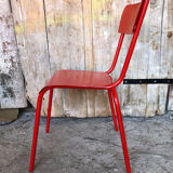 Set of 4 red metal chairs