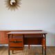 Scandinavian desk in black metal oak veneer, Modernist Design, 1960