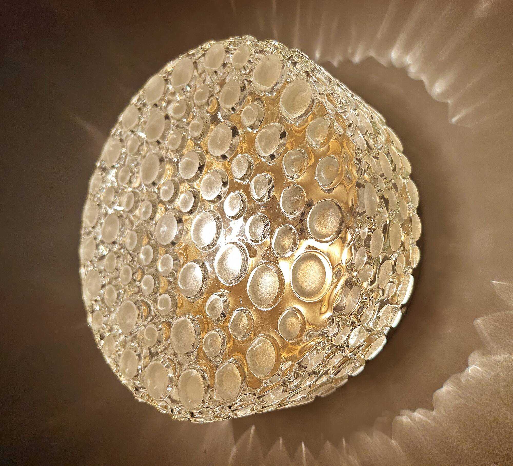 Paire d'appliques vintage en verre à bulles