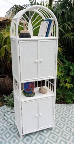 White rattan shelf
