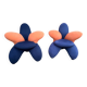 Pair of Lily chairs from the 1990s in blue and coral velvet, postmodern sculptural silhouette.