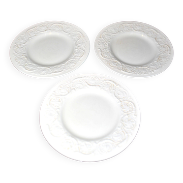 Wedgwood lot de 3 assiettes à dessert faïence moulée Patrician guirlande Angleterre