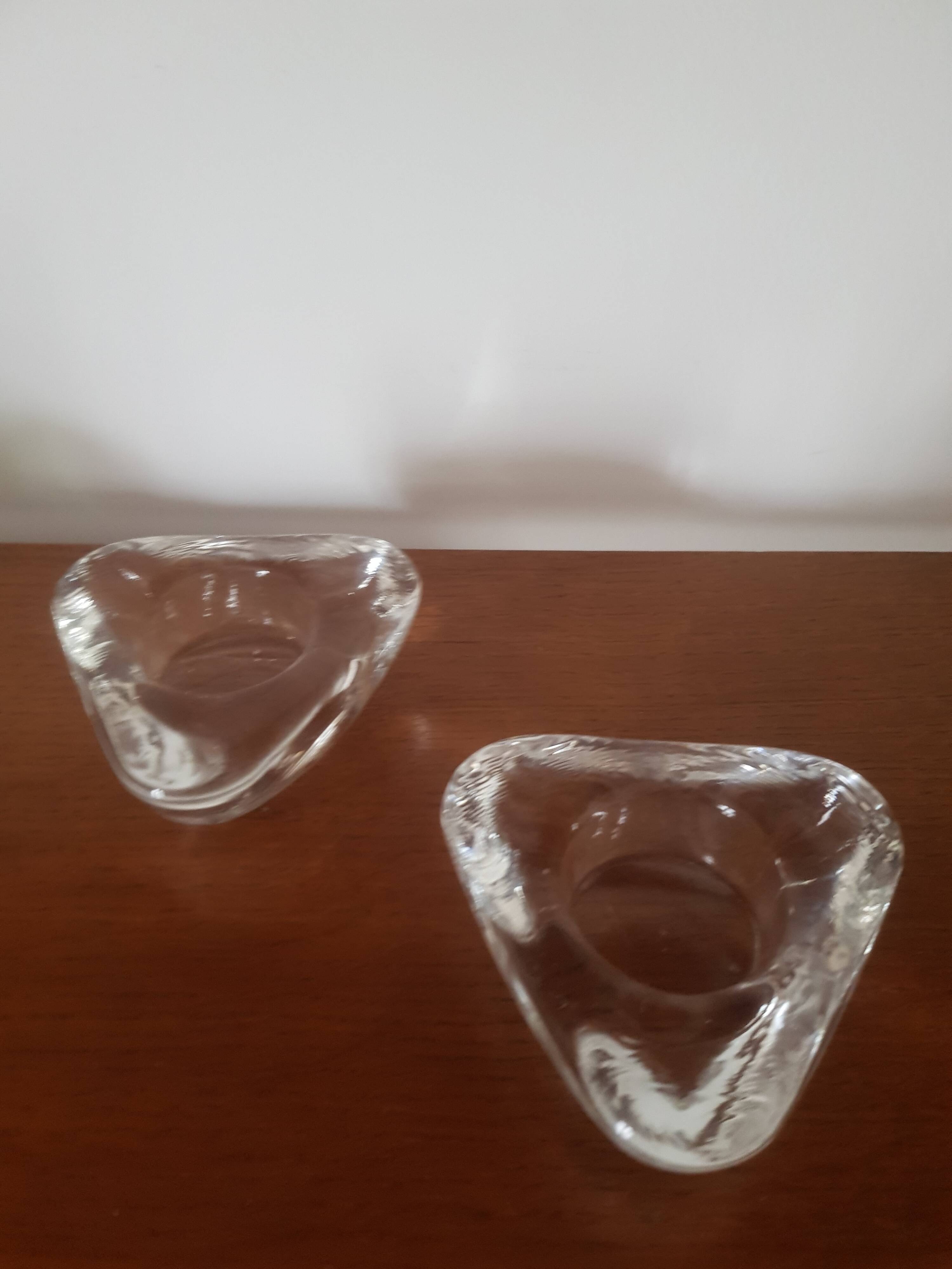 Set of 2 glass candle holders