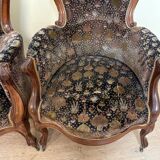 Pair Of Louis XV Style Bergères In Walnut Circa 1850