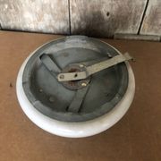 Ancien Plafonnier Applique Opaline Verre Opalin Rond Vintage #A712