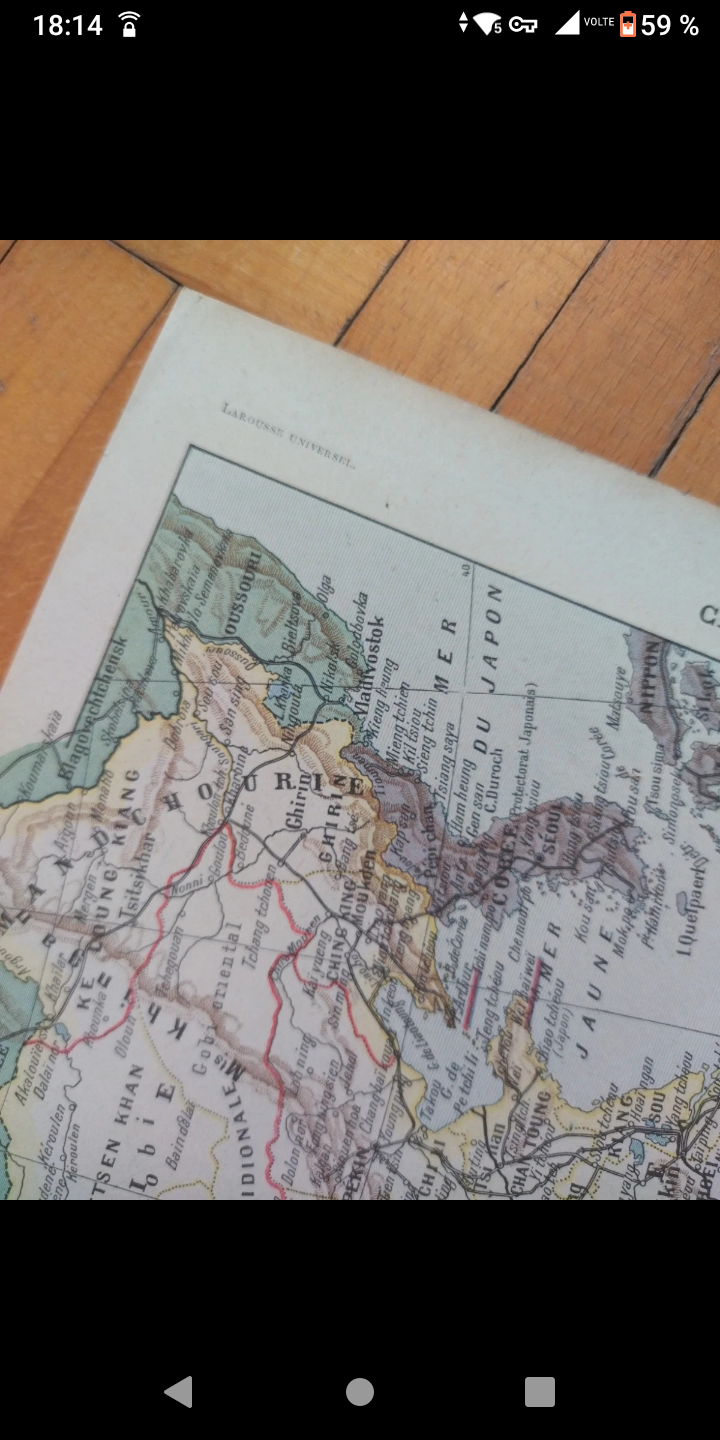 Carte géographique ancienne Chine Larousse