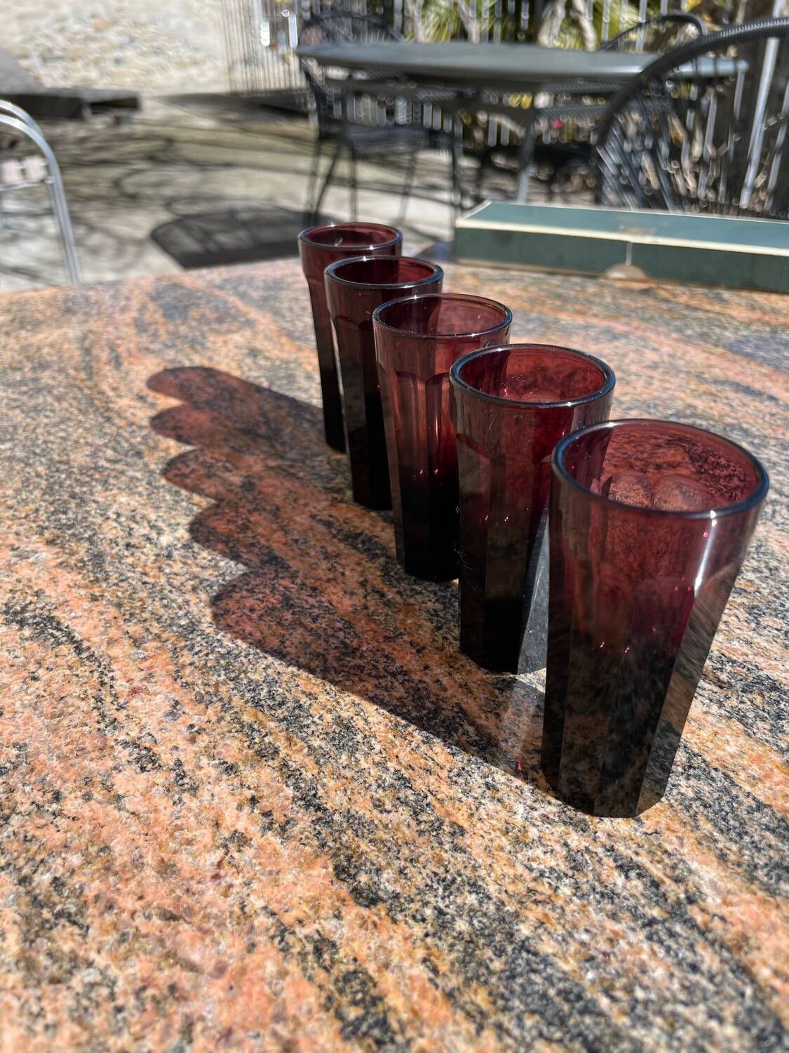 5 old liquor glasses
