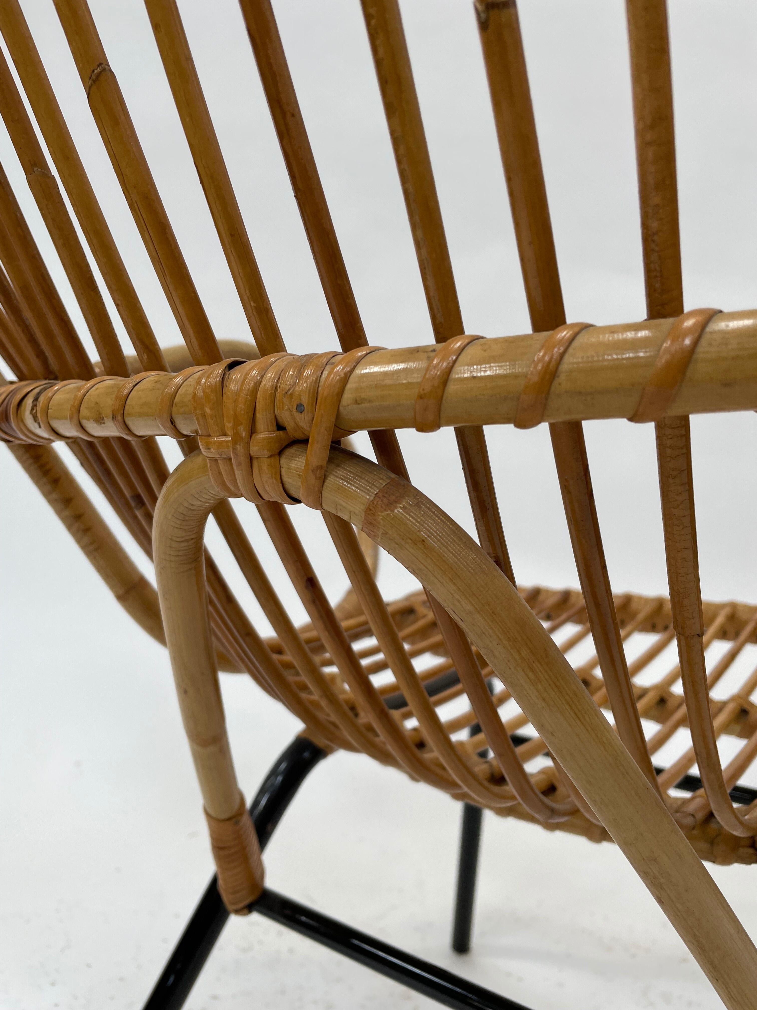 Vintage rattan chair by Dirk van Sliedregt Rohe Noordwolde 1960 in the Netherlands